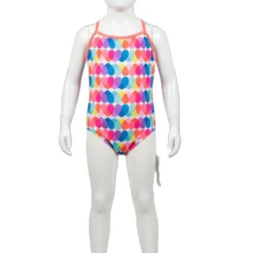 Wonder Nation Girls One Piece Swimsuit  Size L 10/12 Multicolor Hearts